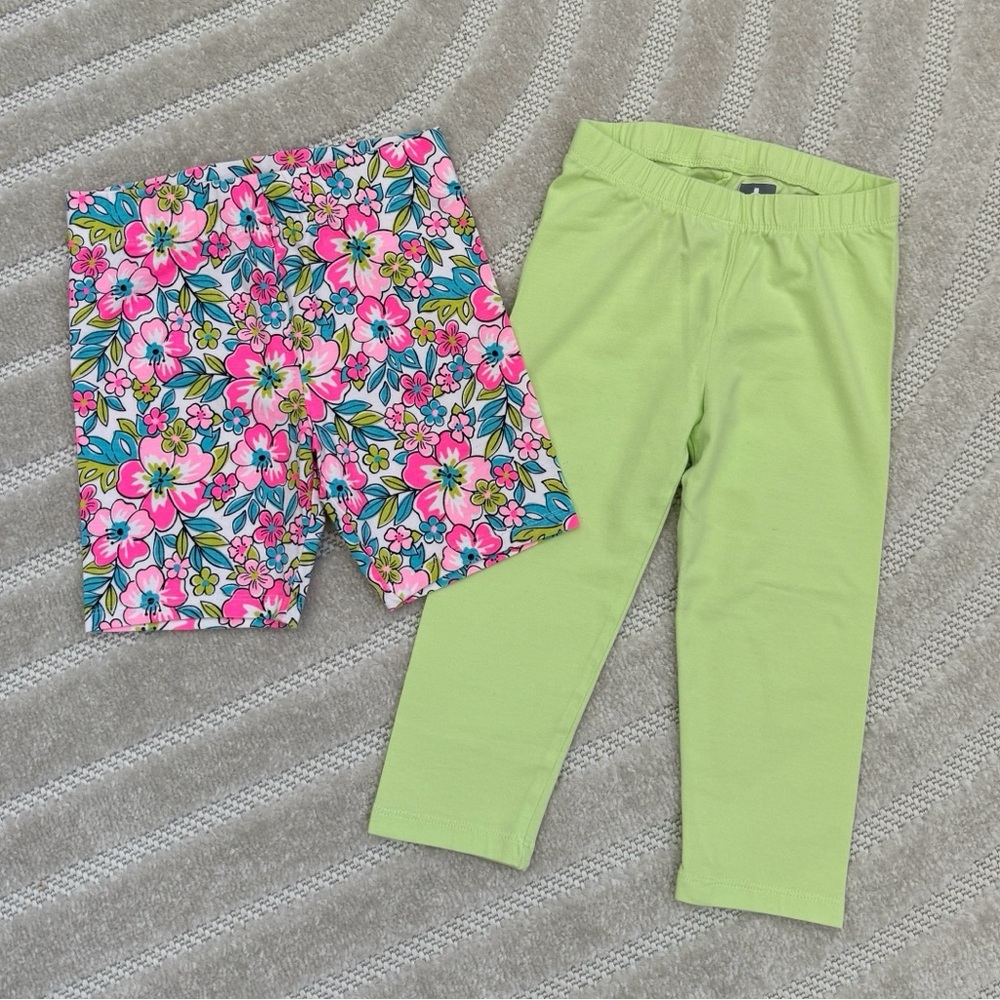 Bundle of neon capri and bike shorts, size 5T